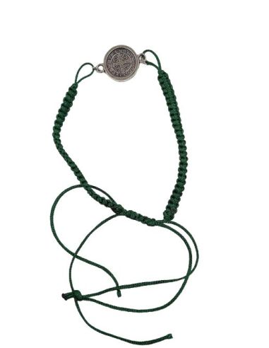 Pulsera S. Benito Baño Plata 15Mm Macrame Verde
