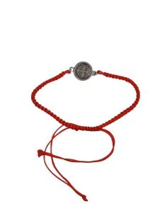 Pulsera S. Benito Baño Plata 15Mm Macrame Rojo