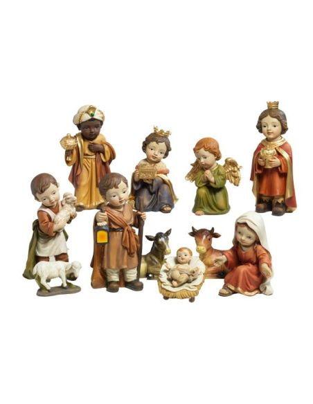 Nacimiento  13Cm Niños 11 Pz.  Resina Pb11406(6)