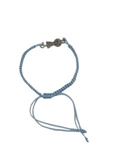 Pulsera V. Pilar Baño Plata 22Mm Macrame Azul Celeste