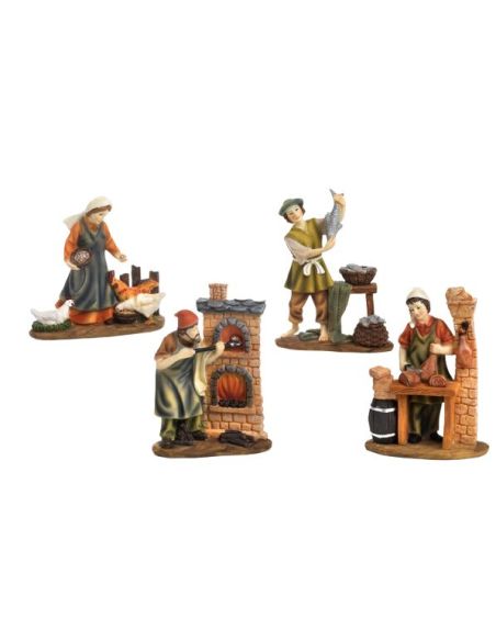 Set 4 Figuras 11Cm Para Nacimiento (12)  Pb17073 Resina