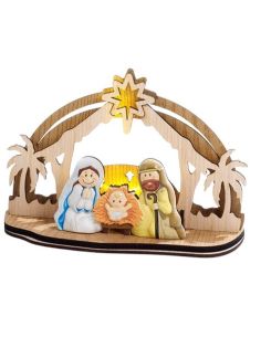 Nacimiento Inf.Madera Resina C/Luz Pb19140 (24) 13X18,5X7,4Cm