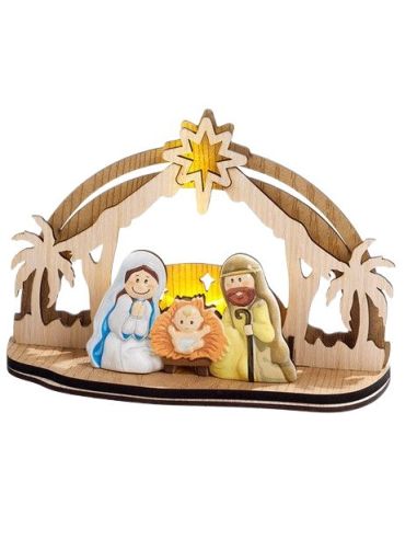 Nacimiento Inf.Madera Resina C/Luz Pb19140 (24) 13X18,5X7,4Cm