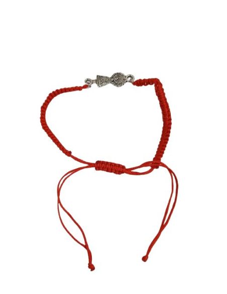 Pulsera V. Pilar Baño Plata 22Mm Macrame Rojo