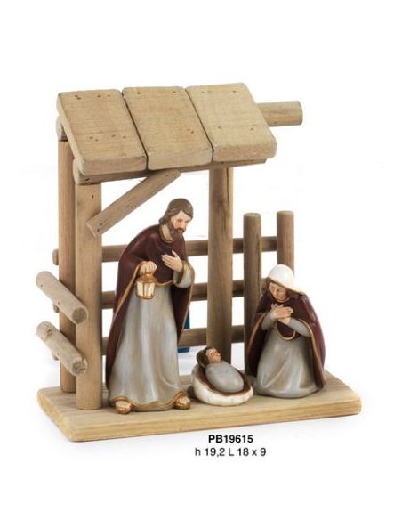 Nacimiento Cabaña Madera Resina 19,2Cm Pb19615(12)
