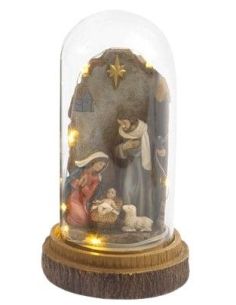 Nacimiento Oveja Vitrina Cristal C/Luz 18,5Cm Resina Pb20515 (12)