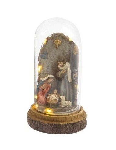 Nacimiento Oveja Vitrina Cristal C/Luz 18,5Cm Resina Pb20515 (12)