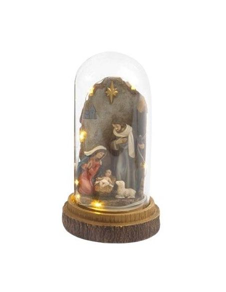 Nacimiento Oveja Vitrina Cristal C/Luz 18,5Cm Resina Pb20515 (12)