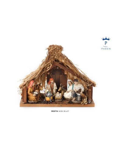 Nacimiento Cabaña Resina Madera 31X25X17Cm Ofrenda Pb20734 (4)