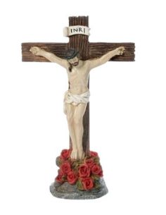 Crucifijo Cristo Entre Rosas Resina 19,7X12,3Cm (24) Pb21258