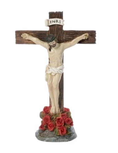 Crucifijo Cristo Entre Rosas Resina 19,7X12,3Cm (24) Pb21258