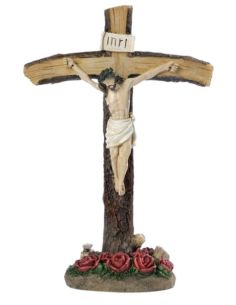 Crucifijo Cristo Entre Rosas Resina 25,4X17,4Cm (12) Pb21259