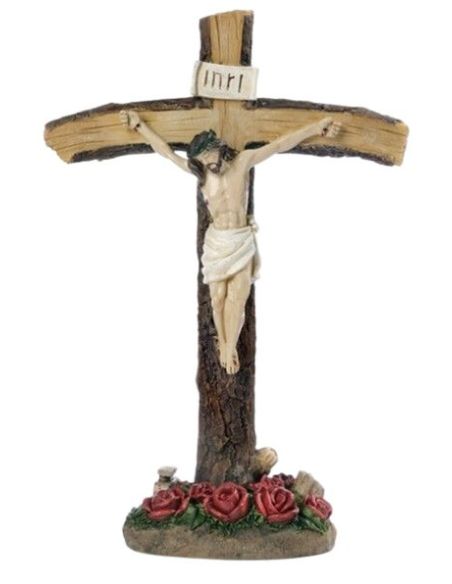 Crucifijo Cristo Entre Rosas Resina 25,4X17,4Cm (12) Pb21259