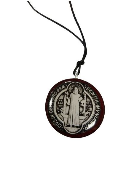 Medalla Madera Esmaltada 25Mm San Benito Doble Cara
