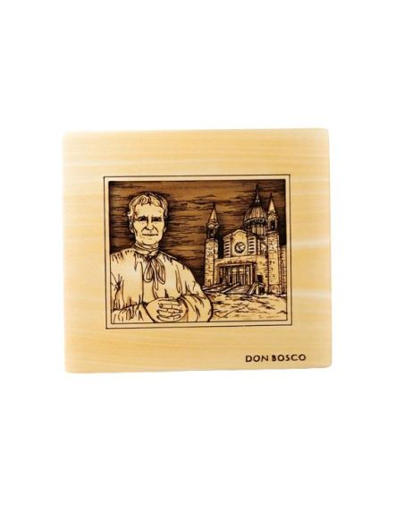 Cuadro Pirograbado Don Bosco Y Santuario 16,5x15 cm