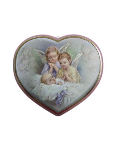 Corazon Grande Angeles Con Niño Rosa