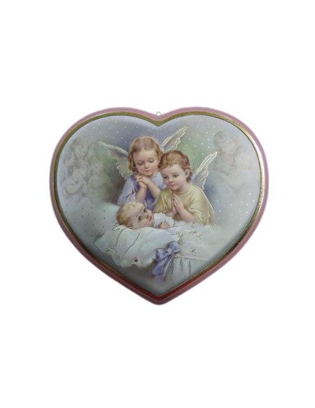 Corazon Grande Angeles Con Niño Rosa