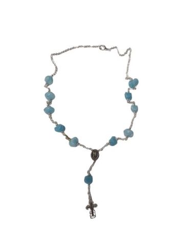 Rosario Gargantilla Piedra Azul Celeste