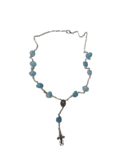 Rosario Gargantilla Piedra Azul Celeste