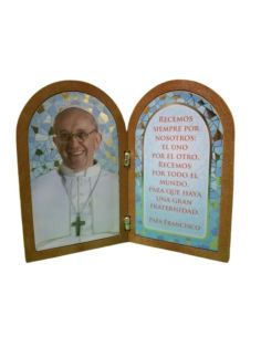 Diptico 9,5X12 Foto Oro Papa Francisco C/Oracion