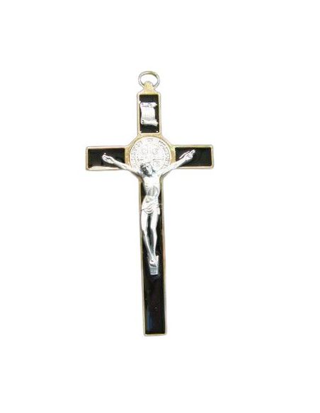 Cruz San Benito Esmaltado Negro 10X20 Cm***