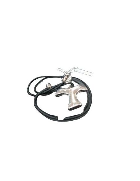 Cruz Tau Niquel 2,5 Cm Brillantes Cordon