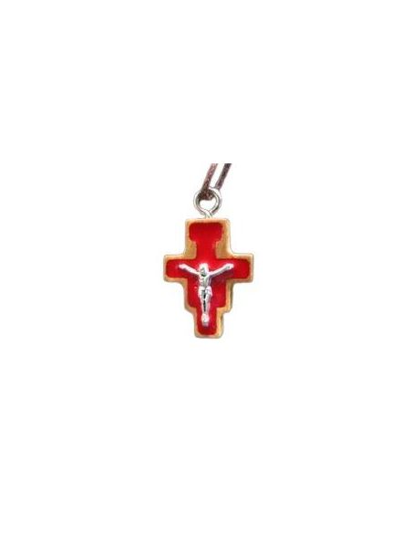 Cruz S.Damian Esmaltado Rojo + Cordon