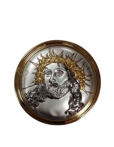Pastillero Portaviático Dorado Cristo