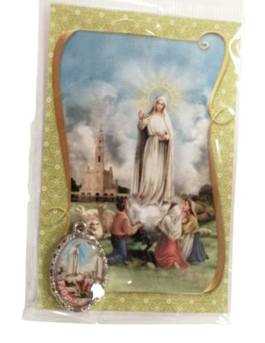 Estampa 55X85Mm Oracion Con Medalla Metal N.S.Fatima