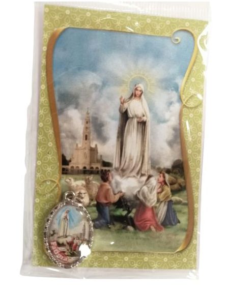 Estampa 55X85Mm Oracion Con Medalla Metal N.S.Fatima