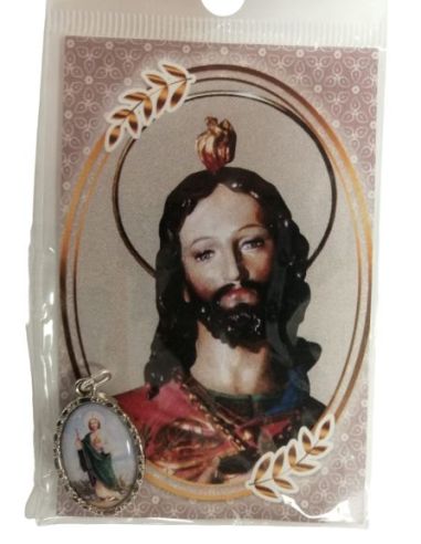 Estampa 55X85Mm Con Medalla Metal San Judas