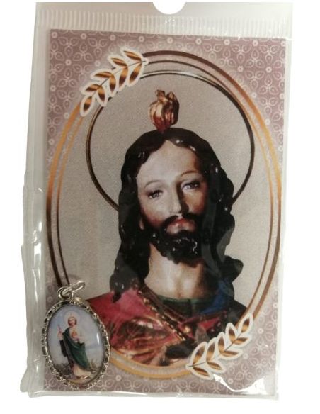 Estampa 55X85Mm Con Medalla Metal San Judas