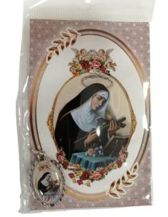 Estampa 55X85Mm Oracion Con Medalla Metal Santa Rita