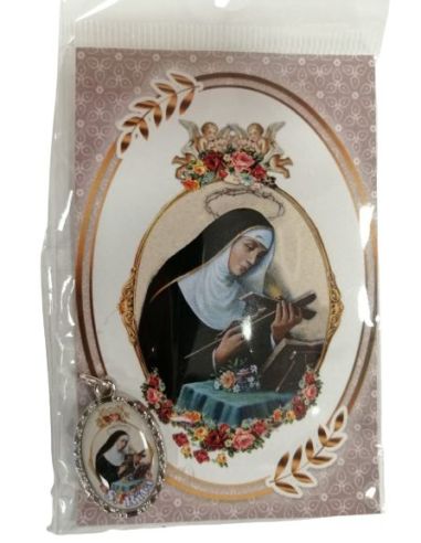 Estampa 55X85Mm Oracion Con Medalla Metal Santa Rita