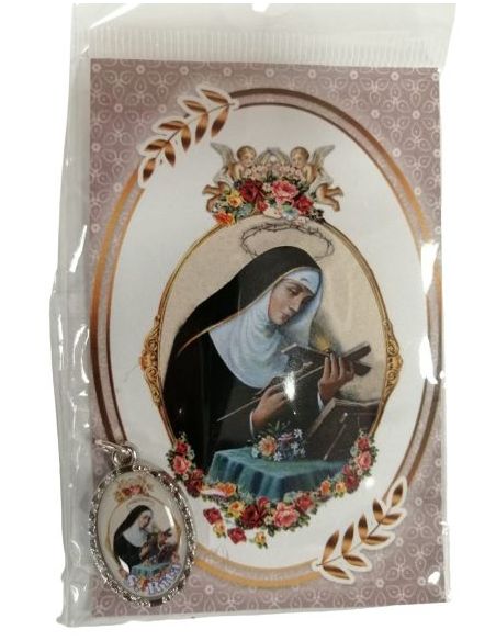 Estampa 55X85Mm Oracion Con Medalla Metal Santa Rita