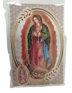 Estampa 55X85Mm Oracion Con Medalla Metal V. De Guadalupe