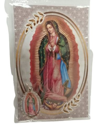 Estampa 55X85Mm Oracion Con Medalla Metal V. De Guadalupe