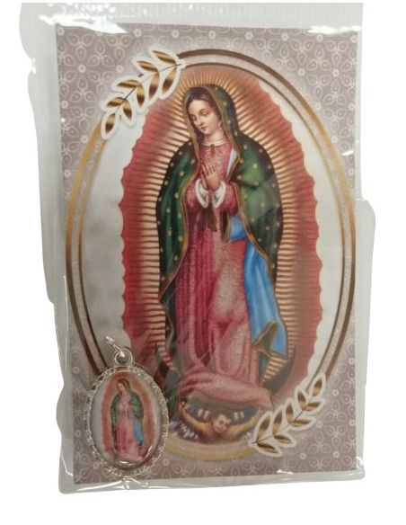 Estampa 55X85Mm Oracion Con Medalla Metal V. De Guadalupe