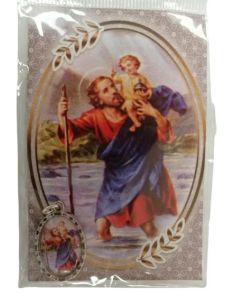 Estampa 55X85Mm Oracion Con Medalla Metal San Cristobal