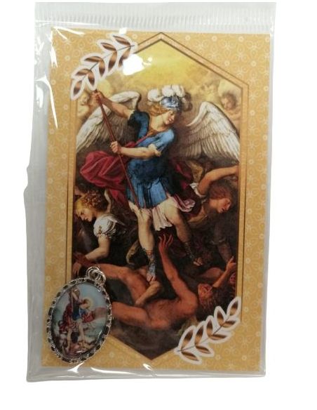 Estampa 55X85Mm Oracion Con Medalla Metal San Miguel