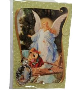 Estampa 55X85Mm Oracion Con Medalla Metal Angel De La Guarda
