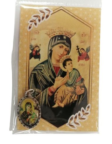 Estampa 55X85Mm Oracion Con Medalla Metal Perpetuo Socorro