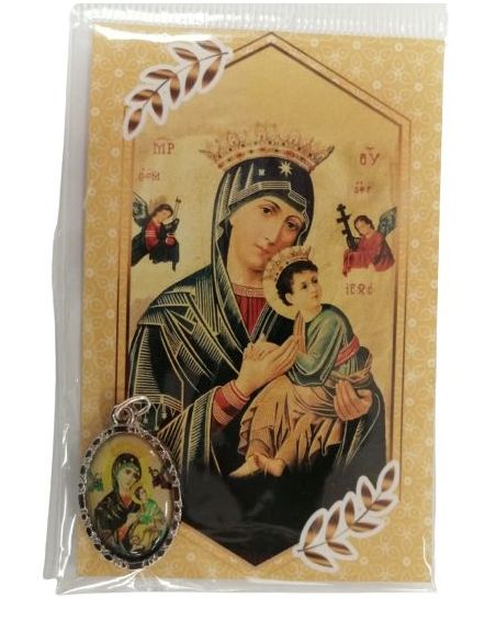 Estampa 55X85Mm Oracion Con Medalla Metal Perpetuo Socorro
