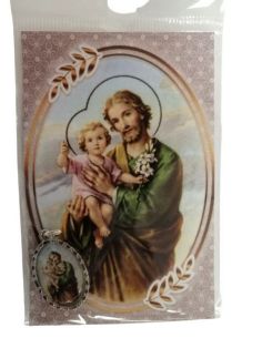 Estampa 55X85Mm Oracion Con Medalla Metal San Jose