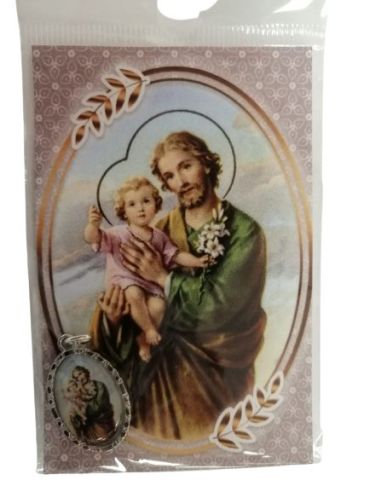 Estampa 55X85Mm Oracion Con Medalla Metal San Jose