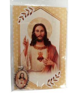 Estampa 55X85Mm Oracion Con Medalla Metal S.Corazon Jesus