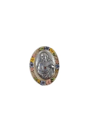 Iman Oval Resina Metal 40X30Mm Sgdo. Corazon Jesus