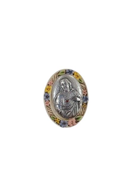 Iman Oval Resina Metal 40X30Mm Sgdo. Corazon Jesus