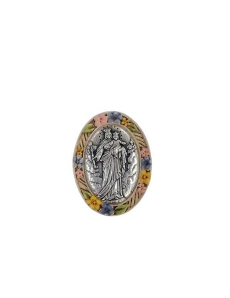 Iman Oval Resina Metal 40X30Mm Maria Auxiliadora