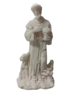 Estatua San Francisco 17,5Cm Blanca Resina Marmolina ***